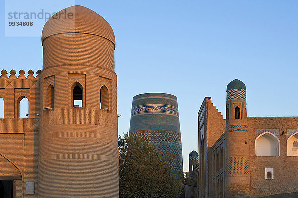 Außenaufnahme bauen Abend Gebäude niemand Architektur Stimmung UNESCO-Welterbe Asien Zentralasien Abenddämmerung Seidenstraße Dämmerung Usbekistan