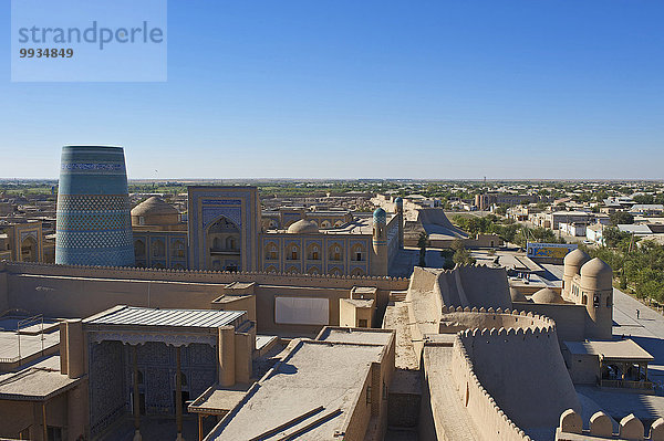 Außenaufnahme bauen Tag Gebäude niemand Architektur Religion Islam Altstadt UNESCO-Welterbe Asien Zentralasien Minarett Moschee Seidenstraße Usbekistan