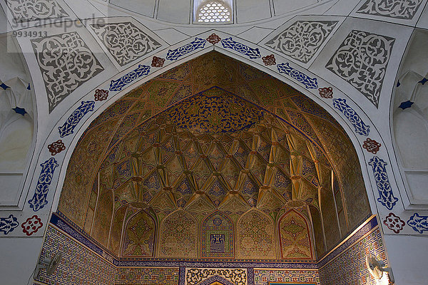 bauen Gebäude niemand Architektur Ostasien Religion Dekoration innerhalb Islam Fliesenboden Asien Buchara Zentralasien Mosaik Moschee Seidenstraße Usbekistan