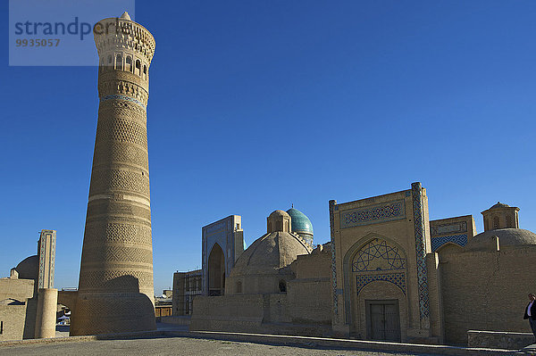 Außenaufnahme Sehenswürdigkeit bauen Tag Gebäude niemand Architektur Religion Islam Asien Buchara Zentralasien Minarett Moschee Seidenstraße Usbekistan