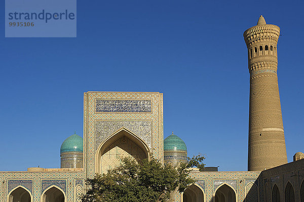 Außenaufnahme Sehenswürdigkeit bauen Tag Gebäude Architektur Religion Islam UNESCO-Welterbe Asien Buchara Zentralasien Minarett Moschee Seidenstraße Usbekistan
