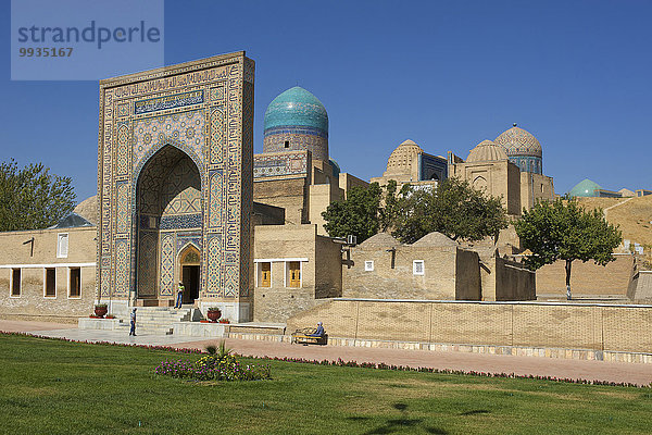 Außenaufnahme Sehenswürdigkeit bauen Tag Gebäude Architektur Geschichte Monument Asien Zentralasien Mausoleum Samarkand Seidenstraße Grabmal Usbekistan