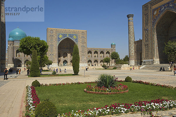 Außenaufnahme Sehenswürdigkeit bauen Tag Gebäude Architektur Religion Islam Asien Zentralasien Koranschule Samarkand Seidenstraße Usbekistan