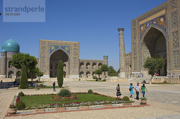 Außenaufnahme Sehenswürdigkeit bauen Tag Gebäude Architektur Religion Islam Asien Zentralasien Koranschule Samarkand Seidenstraße Usbekistan