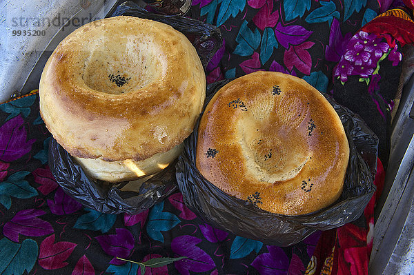 Außenaufnahme Tag Lebensmittel Tradition Brot niemand Asien Zentralasien Samarkand Seidenstraße Usbekistan