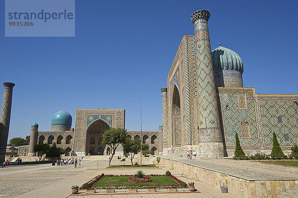 Außenaufnahme Sehenswürdigkeit bauen Tag Gebäude Architektur Religion Islam Asien Zentralasien Koranschule Samarkand Seidenstraße Usbekistan