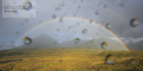 Landschaftlich schön landschaftlich reizvoll Sommer Großbritannien Landschaft Sturm Stimmung Natur Regen Highlands Sonnenlicht Regenbogen Schottland schottisch schottische Highlands