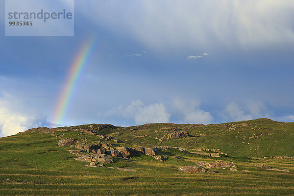 Landschaftlich schön landschaftlich reizvoll Sommer Großbritannien Landschaft Sturm Stimmung Natur Regen Highlands Sonnenlicht Regenbogen Schottland schottisch schottische Highlands