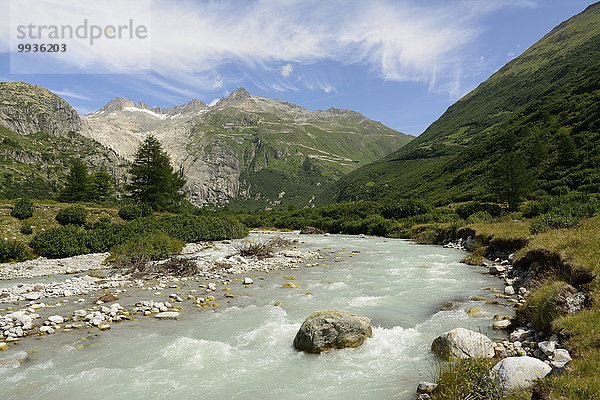 Europa Berg Fluss Alpen verwesen Rhone Schweiz