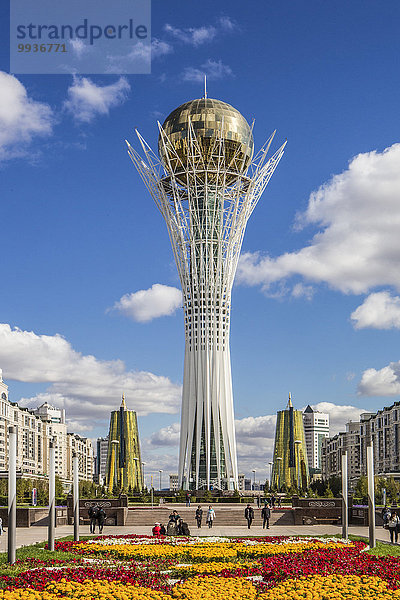 Skyline Skylines Mensch Menschen Blume Reise Großstadt Architektur Turm bunt Pflanze Monument Tourismus Allee Prachtstraße Zentralasien Kasachstan