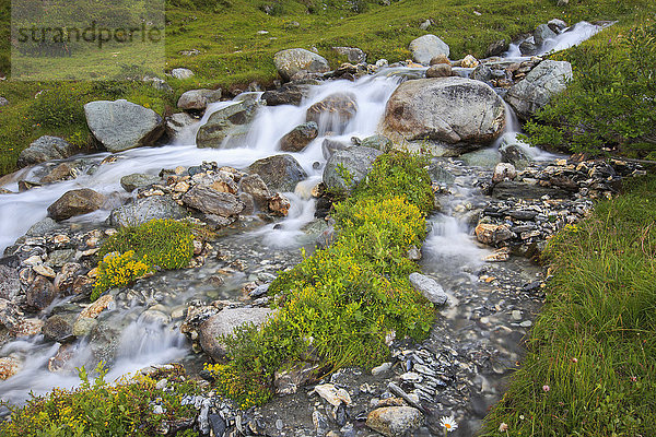 Flußbett Wasser Europa Fortbewegung Stein Konzept Ereignis fließen Abstraktion Fluss Bach Wasserfall Kanton Graubünden Schweiz