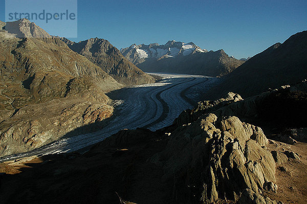 Europa Morgen Aletschgletscher Gross Wannenhorn Gletscher Bettmeralp Schweiz