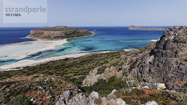 Europa Strand Küste Meer Insel blau türkis Bucht Chania Kreta Griechenland Halbinsel