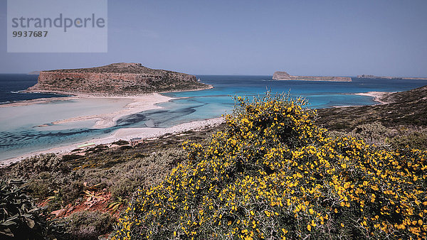 Landschaftlich schön landschaftlich reizvoll Besen Europa Strand Landschaft Küste Meer Insel blau türkis Bucht Chania Kreta Griechenland Halbinsel
