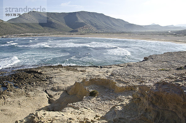 Naturschutzgebiet Strand Steilküste Küste Sandstrand Almeria Mittelmeer Spanien