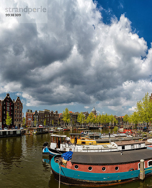 Wasser Amsterdam Hauptstadt Europa Wolke Großstadt Boot Dorf Schiff Niederlande