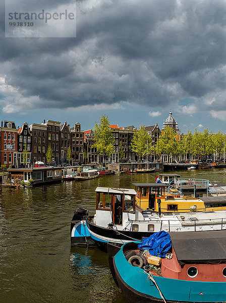 Wasser Amsterdam Hauptstadt Europa Wolke Großstadt Boot Dorf Schiff Niederlande