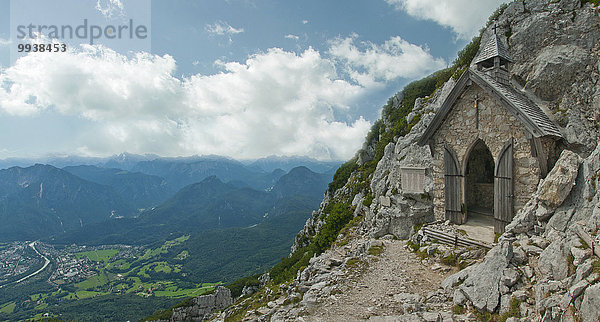 Europa Berg Sommer Himmel Bayern Berchtesgaden Kapelle Deutschland Sonne
