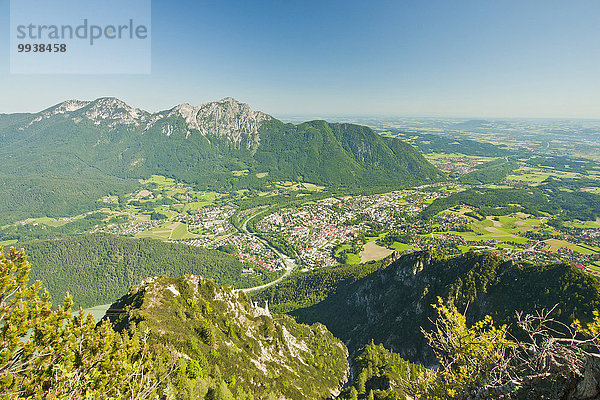Panorama Europa Berg Berggipfel Gipfel Spitze Spitzen Himmel Alpen Ansicht Draufsicht Bayern Berchtesgaden Deutschland