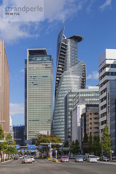 spiralförmig spiralig Spirale Spiralen spiralförmiges überqueren Glas Gebäude niemand Reise Großstadt Architektur Turm Tourismus Aichi Asien Japan modern Nagoya neu