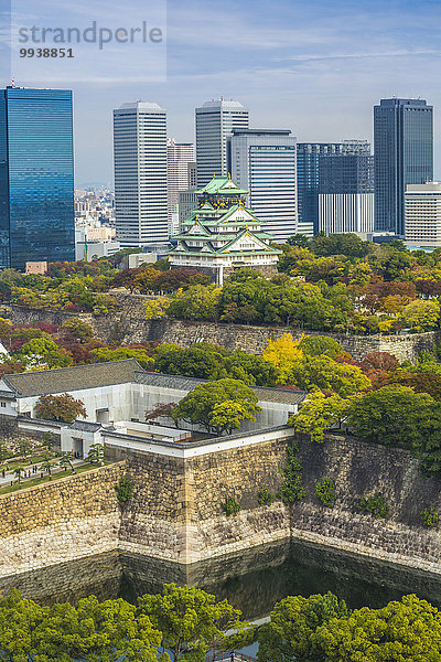 Panorama Skyline Skylines Palast Schloß Schlösser Landschaft niemand Reise Architektur Geschichte Festung bunt Tourismus Asien Japan Osaka