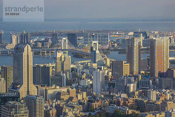 Panorama Skyline Skylines Landschaft niemand Reise Großstadt Tokyo Hauptstadt Architektur bunt Tourismus Asien Bucht Japan Odaiba Rainbow Bridge