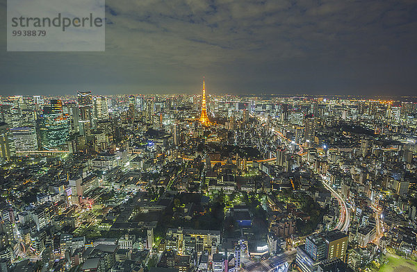 Panorama Skyline Skylines Abend Landschaft niemand Reise Großstadt Tokyo Hauptstadt Architektur bunt Hochhaus Beleuchtung Licht Tourismus Roppongi Asien Japan
