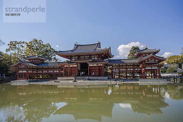 Landschaft niemand Reise Spiegelung Architektur bunt rot Tourismus UNESCO-Welterbe Tempel Asien Japan Teich