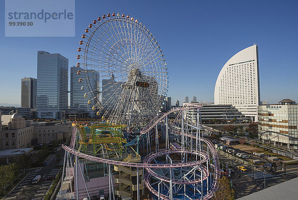 Skyline Skylines niemand Reise Großstadt Architektur Riesenrad Komplexität Tourismus Asien Japan Yokohama