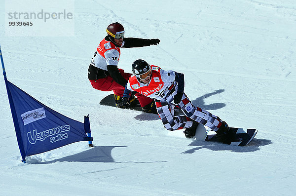 Fußballweltmeisterschaft überqueren Snowboard führen 11 Kreuz März Schweiz