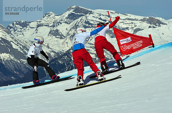 Fußballweltmeisterschaft überqueren Snowboard führen springen 11 Kreuz März Schweiz