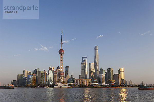 Skyline Skylines Fluss China Pudong Shanghai