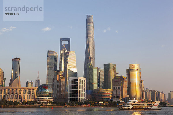 Skyline Skylines Fluss China Pudong Shanghai