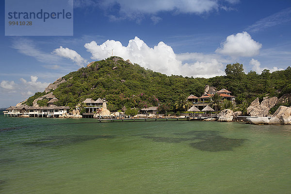 Außenaufnahme Landschaftlich schön landschaftlich reizvoll Berg Strand Landschaft klein Hotel Meer Insel Urlaub Camcorder Asien Bucht Bungalow Vietnam