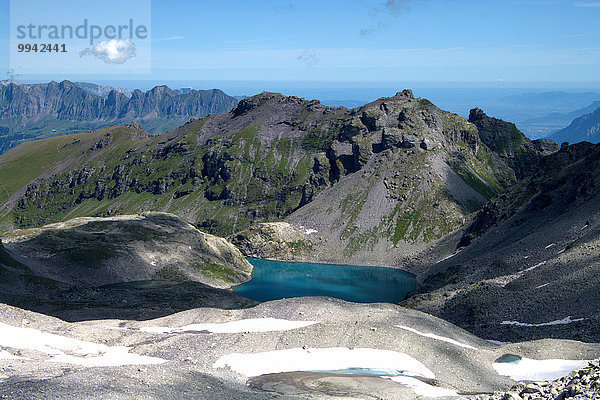 Europa Berg Sommer Landschaft See Alpen Schweiz