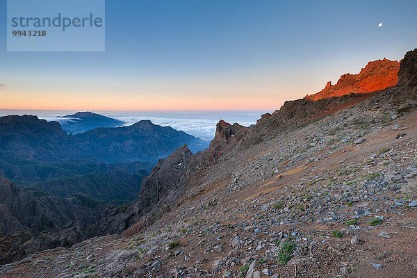Nationalpark Europa Morgen Aussichtspunkt Kanaren Kanarische Inseln Andenes La Palma Mirador Stimmung Spanien
