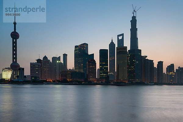 Morgen fließen Fluss China Asien Stimmung Pudong Shanghai