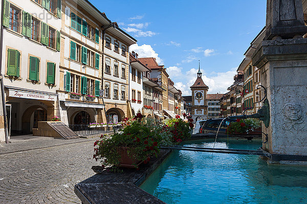 Europa Stadt Großstadt Ziehbrunnen Brunnen Altstadt Schweiz