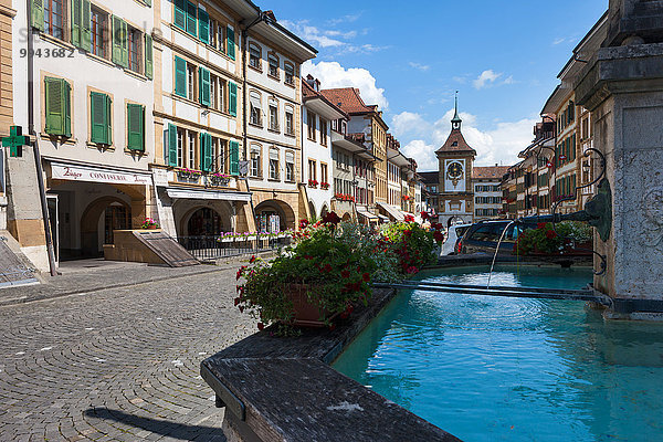 Europa Stadt Großstadt Ziehbrunnen Brunnen Altstadt Schweiz