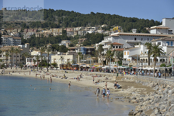 Strand  Puerto de Sóller  Mallorca  Balearen  Spanien  Europa