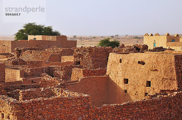 Häuser aus Lehm und Stein in der Altstadt  Unesco-Weltkulturerbe  Chinguetti  Region Adrar  Mauretanien  Afrika