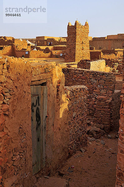 Minarett der Moschee in der Altstadt  Unesco-Weltkulturerbe  Chinguetti  Region Adrar  Mauretanien  Afrika