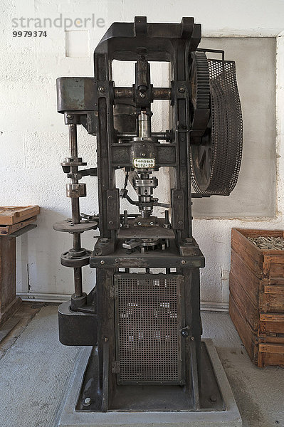 Halbautomatische Exzenterpresse von 1935 bis ca. 1960 in Betrieb  heute Industriemuseum  Lauf an der Pegnitz  Mittelfranken  Bayern  Deutschland  Europa
