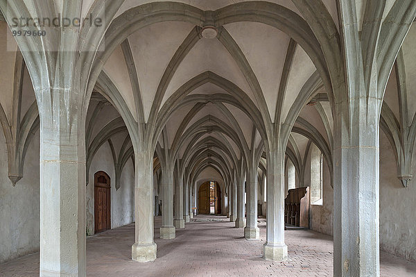 Dreischiffige Gruft vom ehemaligen Kloster Kreuzthal-Mariaburghausen  heute Kirche St. Johannes der Täufer  Haßfurt  Unterfranken  Bayern  Deutschland  Europa