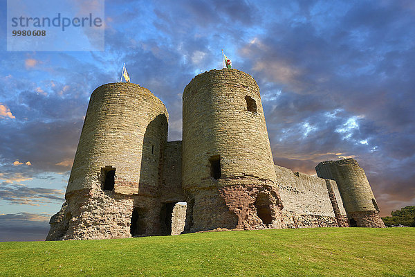 Rhuddlan Castle  mittelalterliche Burg  1277 für Edward I. errichtet  am Fluss Clwyd  Rhuddlan  Denbighshire  Wales  Großbritannien  Europa