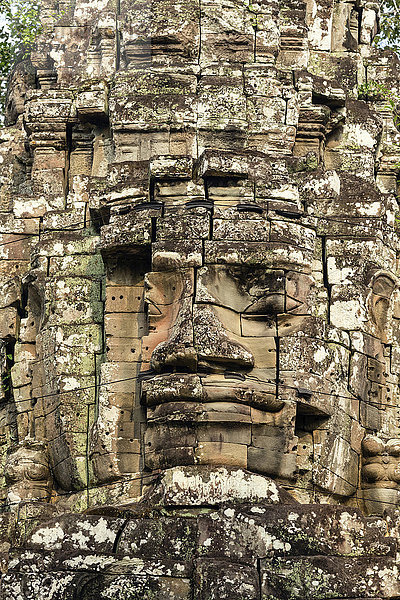 Osttor von Angkor Thom  Tor des Todes  Todestor  Avalokiteshvara Gesichtsturm  Detail  Provinz Siem Reap  Kambodscha  Asien
