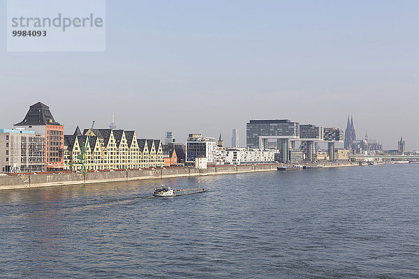 Rheinauhafen mit Kranhäuser und Kölner Dom  Köln  Nordrhein-Westfalen  Deutschland  Europa