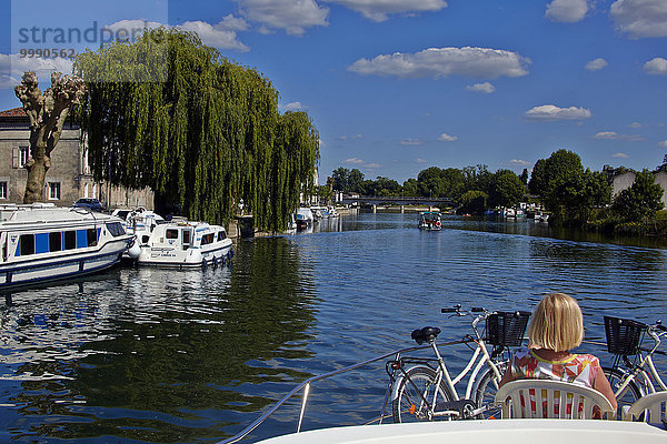 Frankreich Europa Fluss vorwärts Hausboot