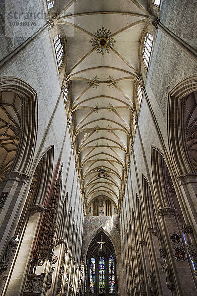 Deckengewölbe  Kirchendecke im Mittelschiff  Innenansicht  Ulmer Münster  Ulm  Baden-Württemberg  Deutschland  Europa