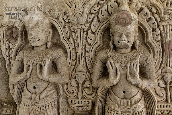 Detail von einem Türsturz  Phimai National Museum  Phimai  Korat  Provinz Nakhon Ratchasima  Isan  Isaan  Thailand  Asien